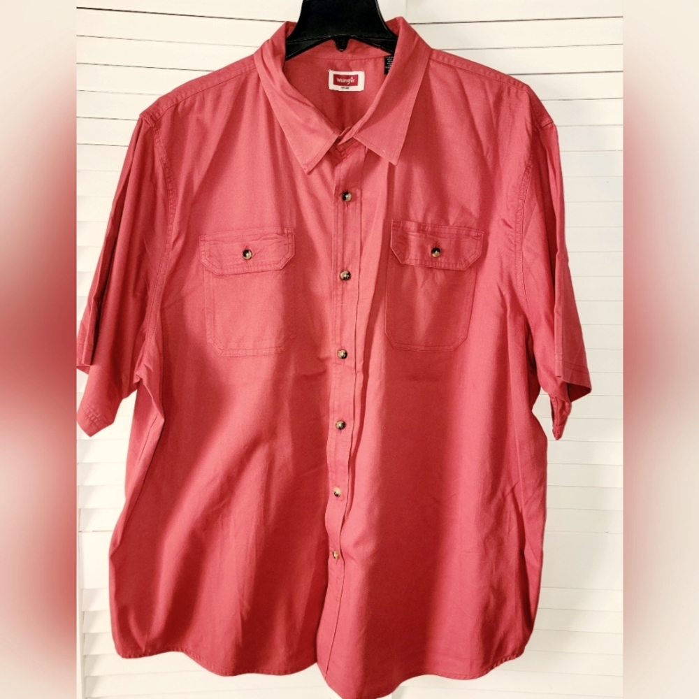 Wrangler Men 2XL Collar Stretch 2 Pockets Short Sleeves Button Up Casual Shirt